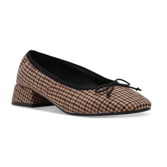 Steve Madden Women's Priscilla Block-Heel Bow Flats - Brown Tweed NWT - Picture 1 of 4